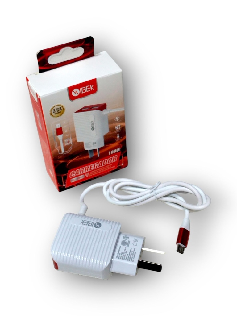 [7790839912072] CARGADOR IBEK CON SALIDA V8 + 2 PUERTO USB  3.8A