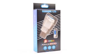 [4715000003700] CARGADOR KOSMO  CON CABLE V8 + 2 PUERTO USB  4.2A