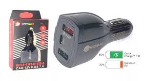 [C-KOSMO] CARGADOR KOSMO DE AUTO 7.6 USB  Y TIPO C